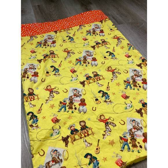 Vintage Western Rodeo Cowboy Yellow Cotton Pillowcase Kids 80s 90s - Picture 5 of 8